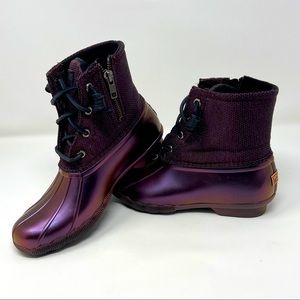 Sperry Purple Metallic Saltwater Duck Boots sz 6